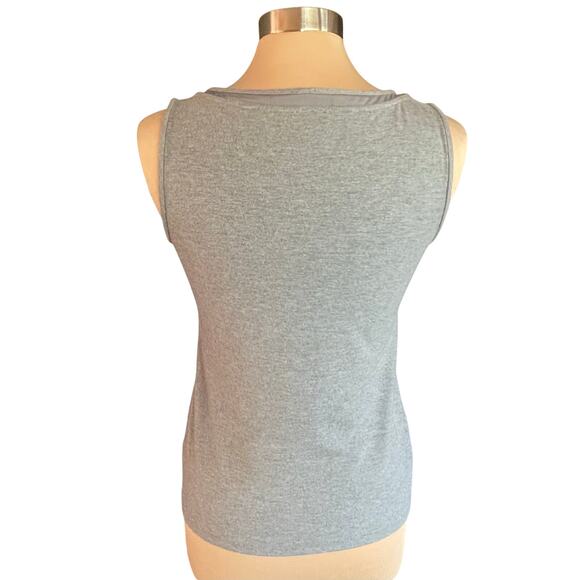 Talbots Gray Knit Tank Top Women M Contrast Neckline Closet Basic Layering Piece - Picture 2 of 5